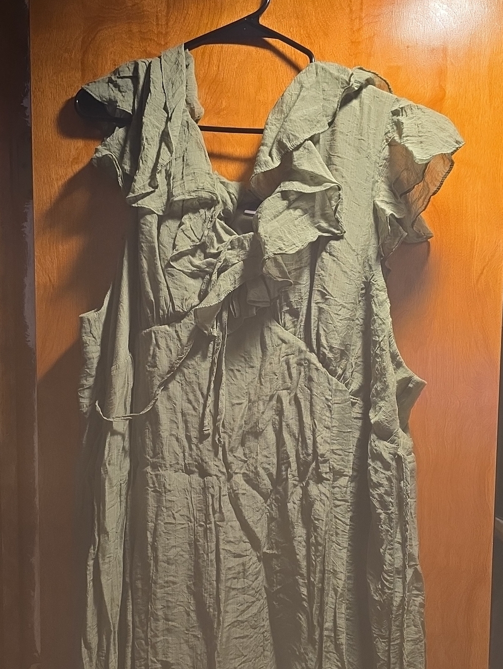 Old Navy Olive Green Ruffle V-Neck Sleeveless Tunic
